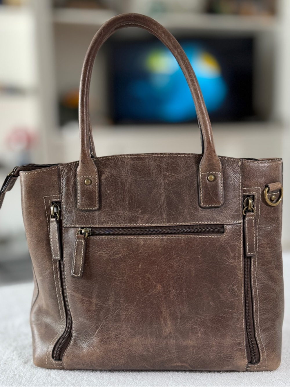 Classic Brown Leather Concealed Carry Tote - Women's Handbag